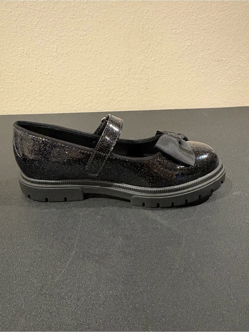 Cat & Jack Bridget Bow Mary Janes  Black Glitter Toddler Size 12 Fast Shipping